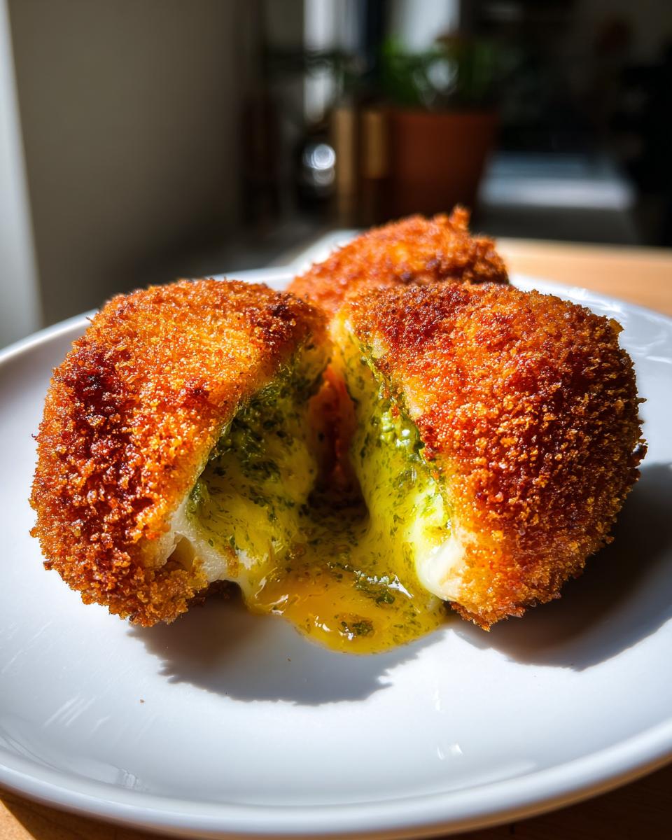 Close-up of a Chicken Kiev recipe cut open, showing golden crust and melted herb butter flowing out.